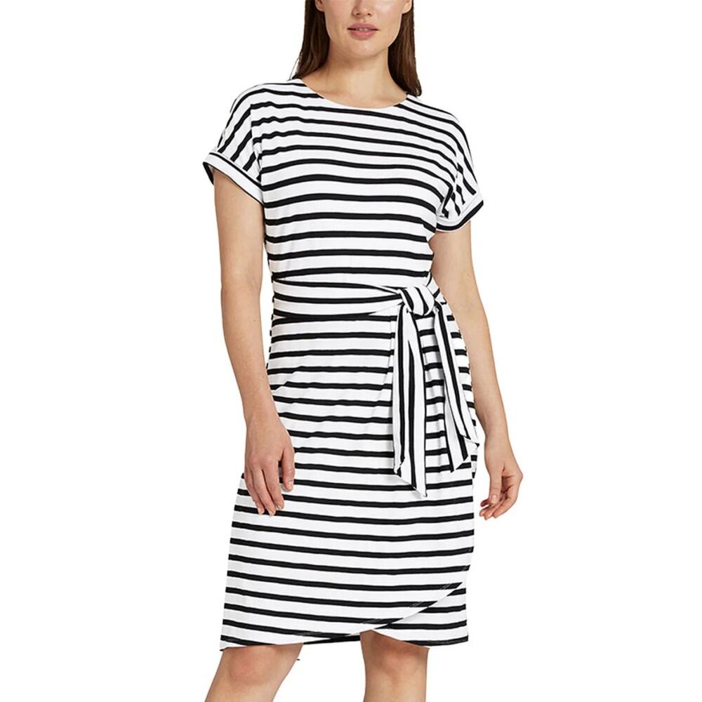 NWT Chaps Women's Crewneck Super Soft Jersey Belted T-Shirt Mini Dress